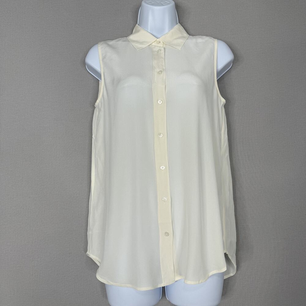 Everlane Sleeveless Shirt Womens 0 100% Silk The Clean Silk Relaxed Sheer Office
